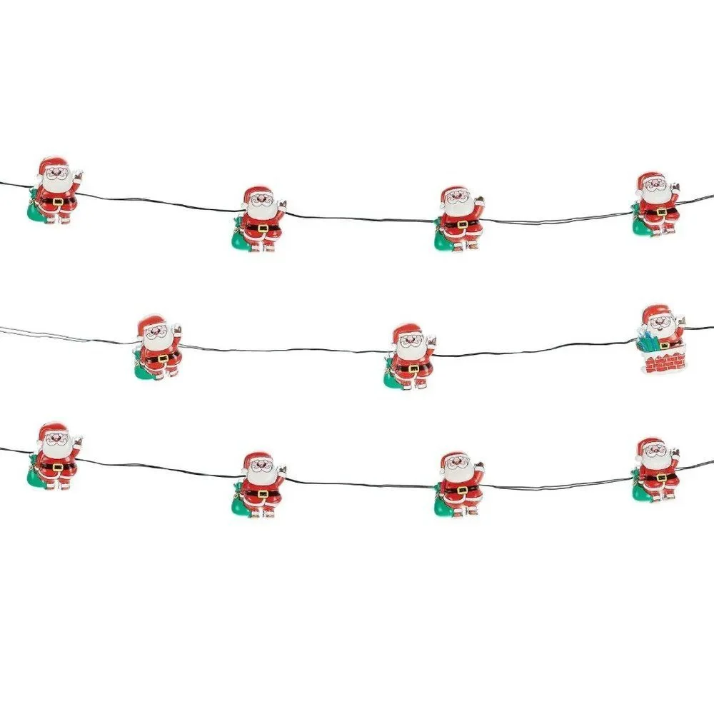 Holiday Time 3-Function 18 Santa Clause Icon LED Christmas Lights Battery Power